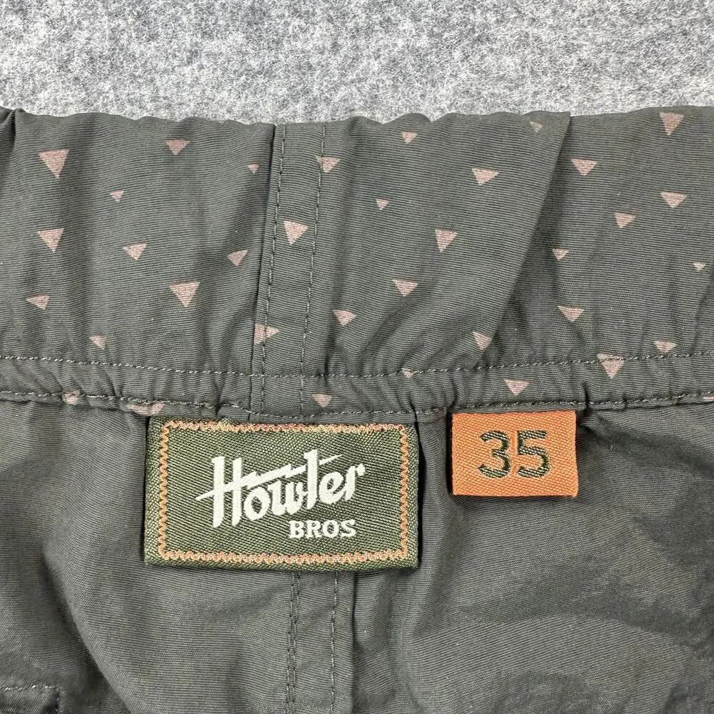 Howler Bros Swim Trunks Mens 35 Green Geometric Triangle Print Quick Dry